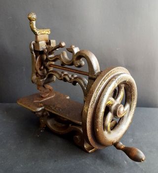 Early 1860s Rare Cast Iron Charles Raymond Hand Cranked Sewing Machine,  France photo