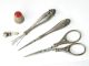 Ca.  1890 Art Nouveau Sewing Kit Thimble Scissor Needle Tube W/box Tools, Scissors & Measures photo 1