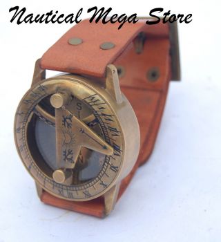 Antique Steampunk Wrist Brass Compass & Sundial - Watch Type Sundial photo