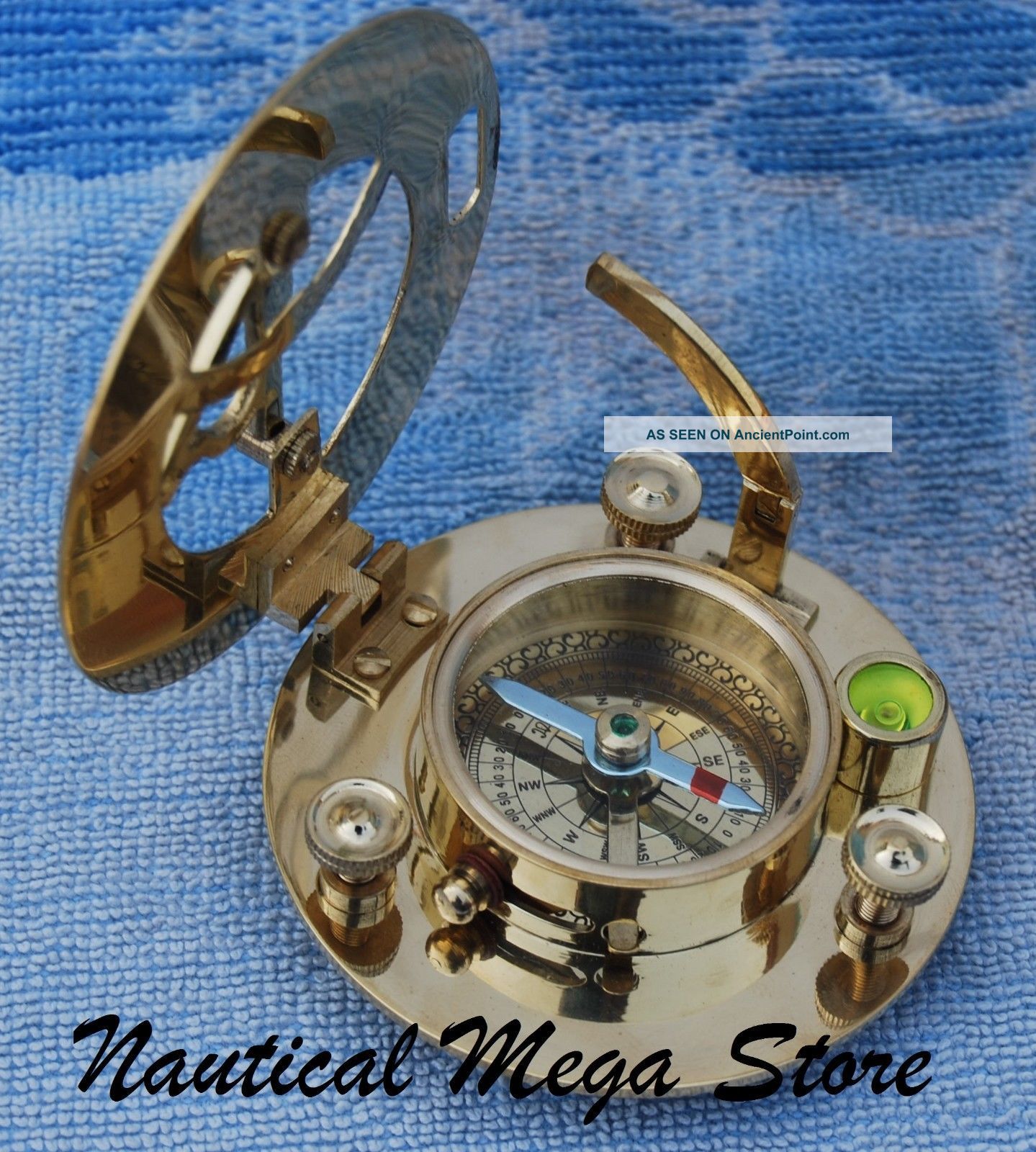 Vintage Maritime West London Antique Brass Sundial Round Compass Replica Compasses photo
