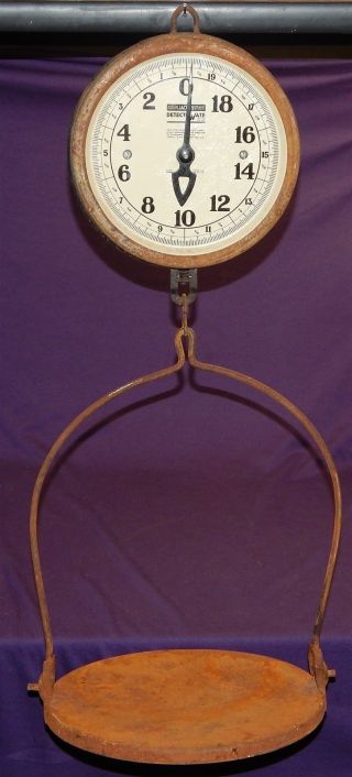 Vntg Jacobs Detecto Wate Hanging Basket Double Faced Country Store Produce Scale photo