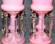 Outstanding Victorian Rose Pink Opaline Glass Lusters,  12.  25 