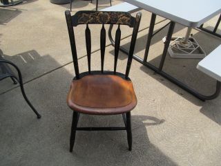 Undated L.  Hitchcock Usa Marked Wooden Table/side Chair. photo