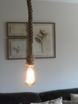 1 Mtr Jute Rope Covered 2 Core Light Flex Wire Cord Hanging Lamp Pendant Ceiling photo