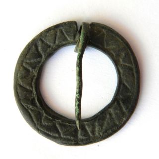 Annular Bronze Fibula With Ornament Xiii - Xiv Century photo