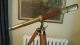 Antique Telescope Made From Wood & Brass With Adjustable Tripod Stamped 