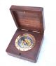 Nautical Flat Wooden Box Compass Desk Compass Nautical Marine Collectible Compasses photo 1