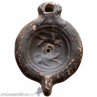 Stunning South Italy 4th Century Bc Terracotta Oil Lamp With 2 Pegasus photo
