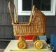 Vintage Baby Doll Carriage Stroller Wicker Wood Wooden Wheels Photography Prop Baby Carriages & Buggies photo 1