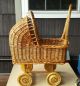 Vintage Baby Doll Carriage Stroller Wicker Wood Wooden Wheels Photography Prop Baby Carriages & Buggies photo 5