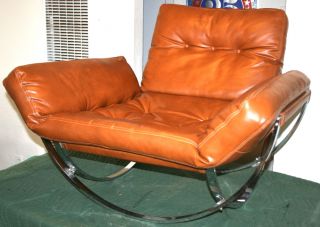 Vintage Stendig Italian Lounge Chair & Ottoman Baughman Chrome Mid Century photo