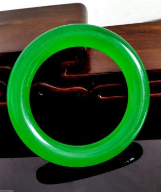 Natural Green Jade Chinese Bangle Bracelet 59mm photo