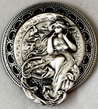 Art Nouveau Button On Filigree Stamped Brass Antique & Vintage Inspired 2 