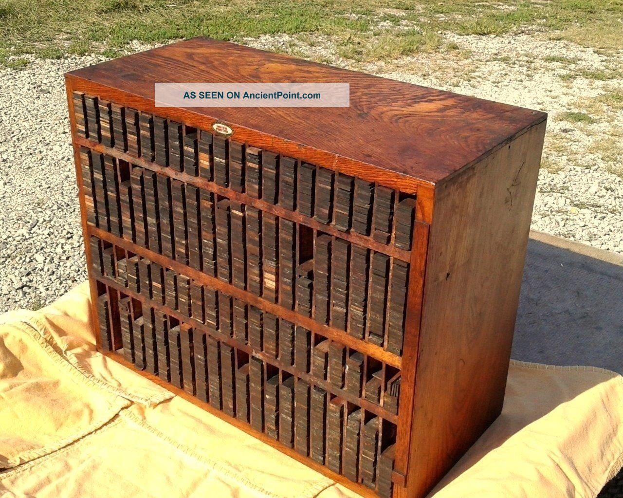 Antique Thompson Oak Case Cabinet Co.  Printers Furniture Ludington Mi Circa 1900 Binding, Embossing & Printing photo