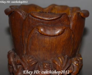 Old Chinese Ox Horn Carving Palace Rose Flower Beast Zun Cup Winecup Wine Cup photo