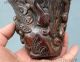 Collect Chinese Ox Horn Hand - Carving Lion Pixiu Beast Statue Sculpture Cup Cups Glasses & Cups photo 3