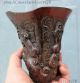Collect Chinese Ox Horn Hand - Carving Lion Pixiu Beast Statue Sculpture Cup Cups Glasses & Cups photo 5