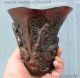 Collect Chinese Ox Horn Hand - Carving Lion Pixiu Beast Statue Sculpture Cup Cups Glasses & Cups photo 7