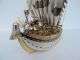 Exquisite Japanese Solid Sterling Silver Enamel Treasure Ship 297 Grams 10.  5 Oz Asia photo 1