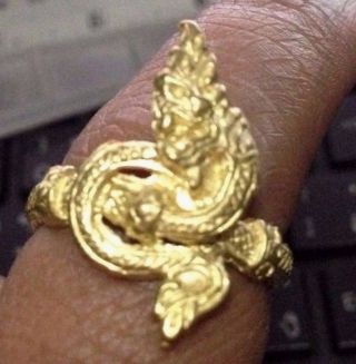 Ring Thai Amulet Head Holy Buddha Naga Payanak Talisman Real Snake Luck Win Love photo