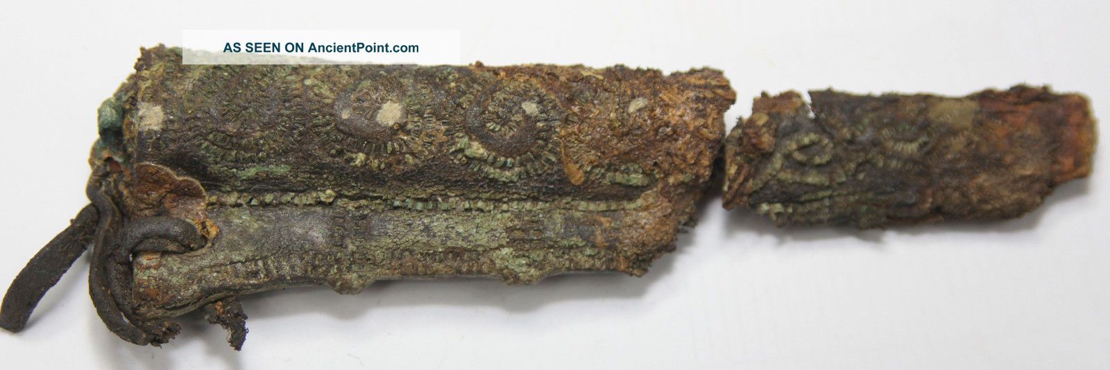 Ancient Viking Leather Scabbards Knife,  Ornament.  Knife Inside Very Rarely Viking photo