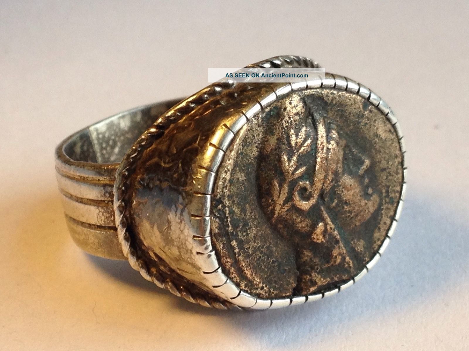 Roman Intaglio Coin Silver Ring Roman photo