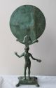 Ancient 5th - 4th Century B.  C Etruscan Roman Figure Holding Wine Cup Bronze Mirror Roman photo 2
