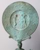 Ancient 5th - 4th Century B.  C Etruscan Roman Figure Holding Wine Cup Bronze Mirror Roman photo 3