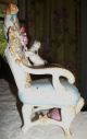 Enchanting Heubach Bisque Figurine Of Girl Playing With Kittens On Chair German Figurines photo 5