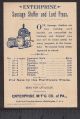 Antique C.  1893 Enterprise Sausage Stuffer Meat Grinder Chicago Worlds Fair Card Meat Grinders photo 2
