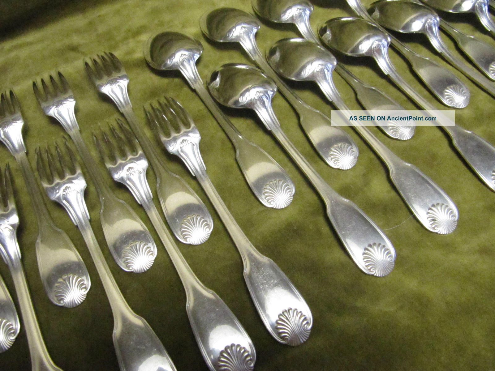 Sterling Silver Dessert 12 Forks 12 Spoons Christofle Cardeilhac Vendome Shell France photo
