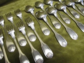 Sterling Silver Dessert 12 Forks 12 Spoons Christofle Cardeilhac Vendome Shell photo