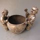 Chinese Silver Bronze Handwork Carved Lotus Crock & 2 Child W Qianlong Mark Other Antique Chinese Statues photo 1