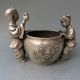 Chinese Silver Bronze Handwork Carved Lotus Crock & 2 Child W Qianlong Mark Other Antique Chinese Statues photo 4