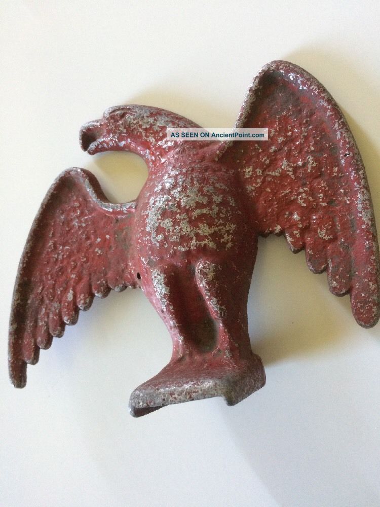 Antique Snow Bird Eagle Red Paint Early Aluminum Architectural Salvage Primitive Primitives photo