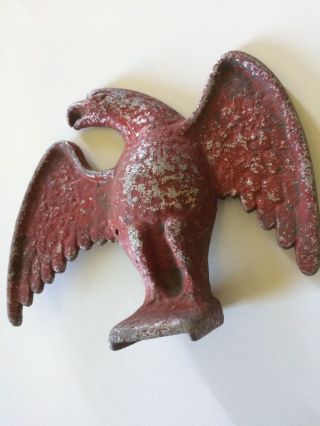 Antique Snow Bird Eagle Red Paint Early Aluminum Architectural Salvage Primitive photo