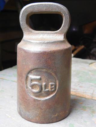Vintage Cast Iron Jb Scale Weight 5lb Bell Shape Counterbalance photo