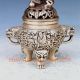 Chinese Silver Copper Handwork People And Deer Incense Burner W Qianlong Mark Incense Burners photo 2
