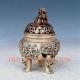 Chinese Silver Copper Handwork People And Deer Incense Burner W Qianlong Mark Incense Burners photo 3