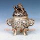 Chinese Silver Copper Handwork People And Deer Incense Burner W Qianlong Mark Incense Burners photo 4