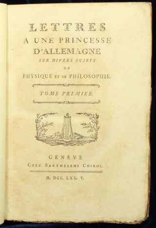 Euler Lettres A Princesse D ' Allemagne 1775 Plates3vol Venn Untrimmed Nr photo