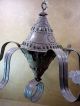 Antique Primitive England Punched Tin Candle Chandelier With 6 Arms.  Estate Primitives photo 5