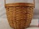 Antique 19c Primitive Ash Woven Swing Handle Gathering Basket 14 