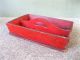 Antique Knife Tray Cutlery Box Utensil Primitive Pine Wood,  Great Old Red Paint Primitives photo 1
