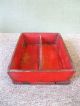 Antique Knife Tray Cutlery Box Utensil Primitive Pine Wood,  Great Old Red Paint Primitives photo 2