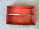 Antique Knife Tray Cutlery Box Utensil Primitive Pine Wood,  Great Old Red Paint Primitives photo 3
