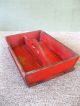 Antique Knife Tray Cutlery Box Utensil Primitive Pine Wood,  Great Old Red Paint Primitives photo 5