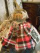 Primitive Scarecrow Pumpkin Doll Old Wool,  Old Photo,  Folk Art Pumpkin Doll Primitives photo 4
