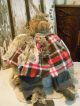 Primitive Scarecrow Pumpkin Doll Old Wool,  Old Photo,  Folk Art Pumpkin Doll Primitives photo 5