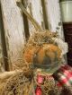 Primitive Scarecrow Pumpkin Doll Old Wool,  Old Photo,  Folk Art Pumpkin Doll Primitives photo 6